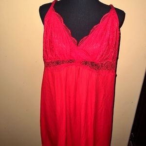 INC International Concepts Red Chemise with Lace Trim